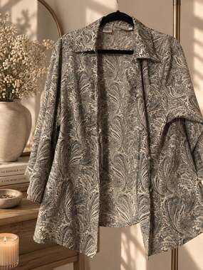 Kathy Che vintage  Print Button Up Long Sleeve Blouse Top Women Size 18